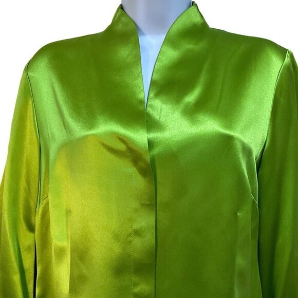 LAFAYETTE 148 NY Green 100% Silk Button Front Blouse Size 4 - Picture 2 of 10